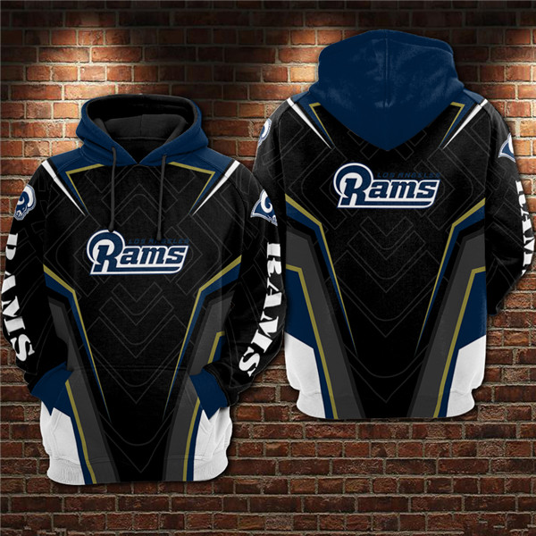 Men's Black/Blue Los Angeles Rams 3D All Over Print Pullover Hoodie